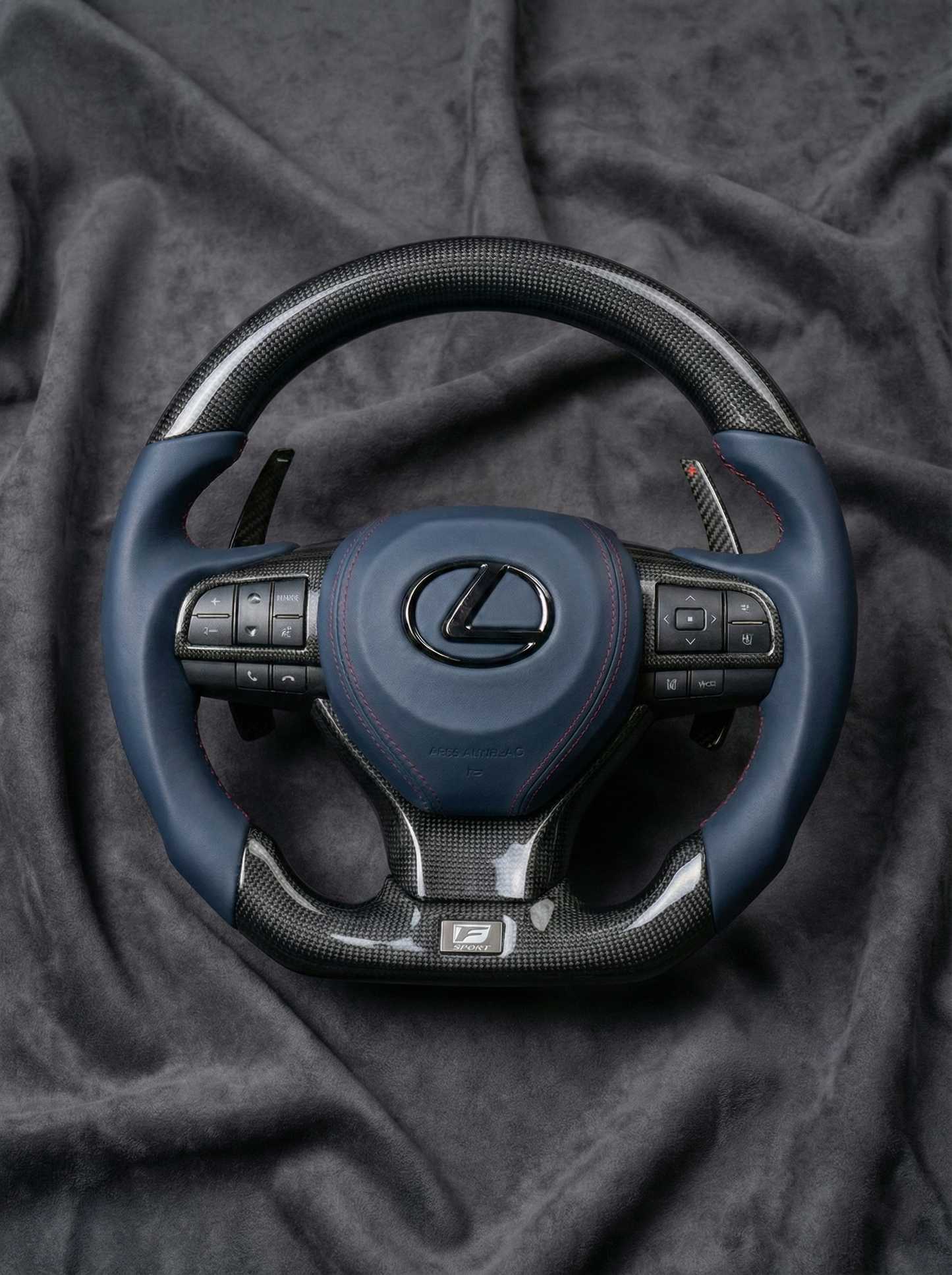 Blue Lexus steering wheel 