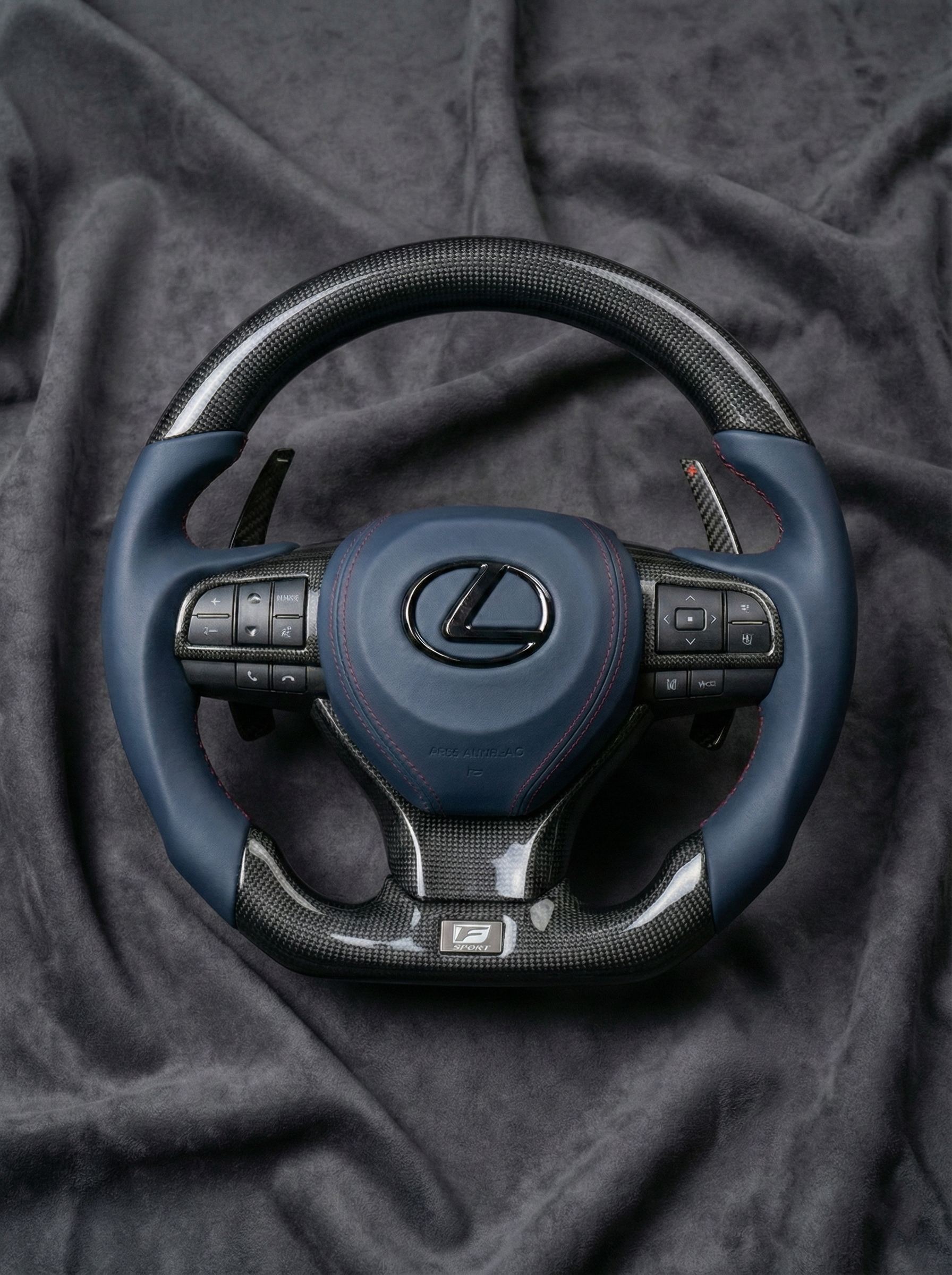Blue Lexus steering wheel 